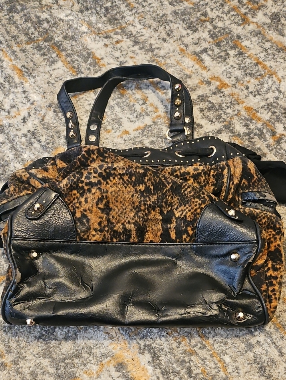 Vintage Juicy Couture Leopard-Print Tote Handbag with Tassel - Picture 10 of 13